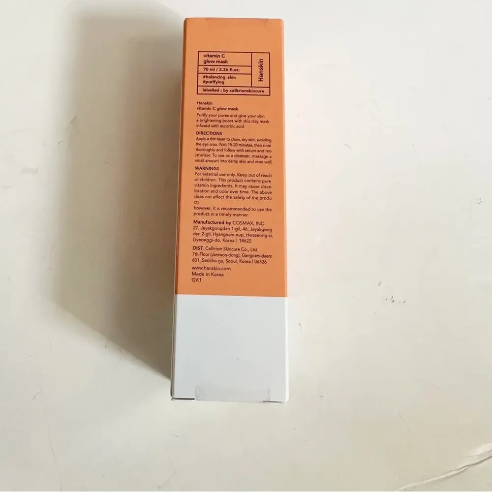 Hanskin Vitamin C Glow Mask Fabfitfun FFF NIB Sensitive Skincare 2.36 oz Skin